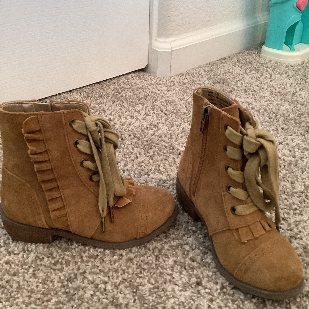 Little Girls Brown Booties Size 10